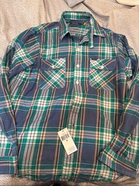 Kids Polo by Ralph Lauren Blue & Green Plaid Button-Down Shirt